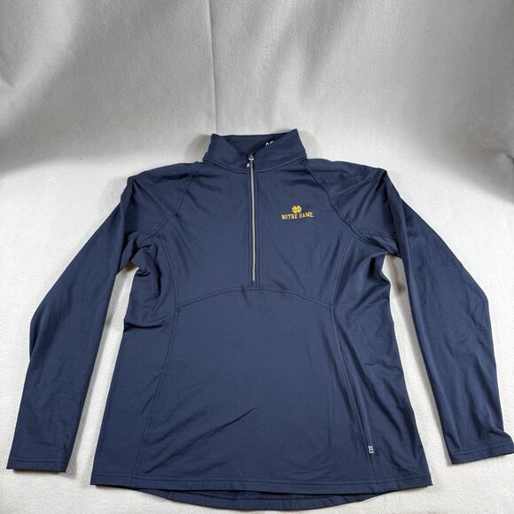 Cutter & Buck Notre Dame Quarter Zip Pullover L Navy Stretch Performance Top NWT - Picture 2 of 16